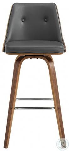 Gray Faux Leather and Walnut Wood Swivel Counter Stool N46485
