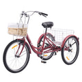 24 Inch 7 Speed Adult Trike with 2 Baskets Matte Gray J388739