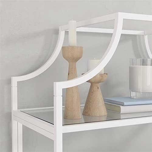 5 Shelf Metal Framed Glass Bookcase in Flat White I516378