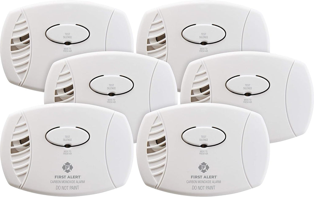 Carbon Monoxide Detector, Battery Operated, 6-Pack, White C524