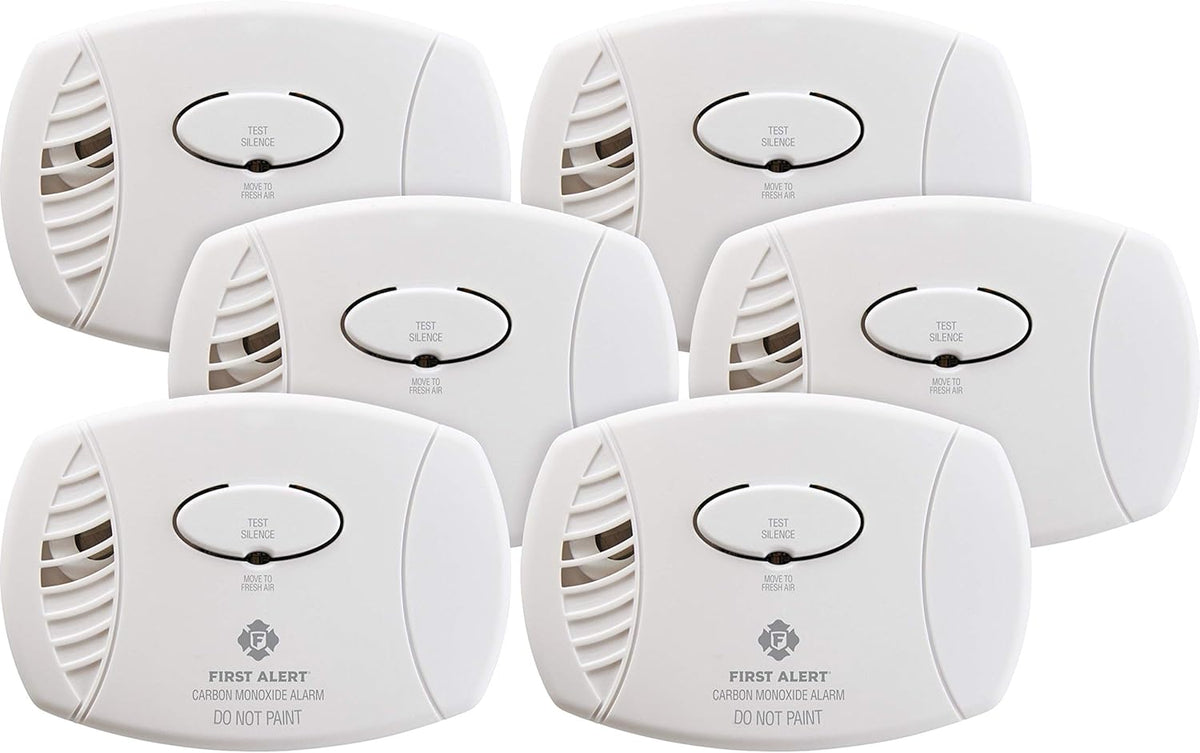 Carbon Monoxide Detector, Battery Operated, 6-Pack, White C524