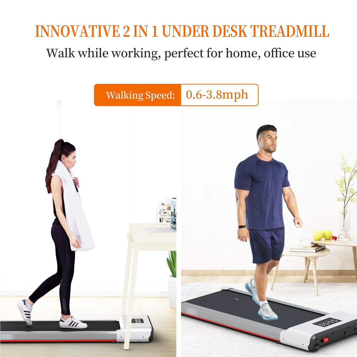 300lb Portable Under Desk Treadmill with Remote Control N5663
