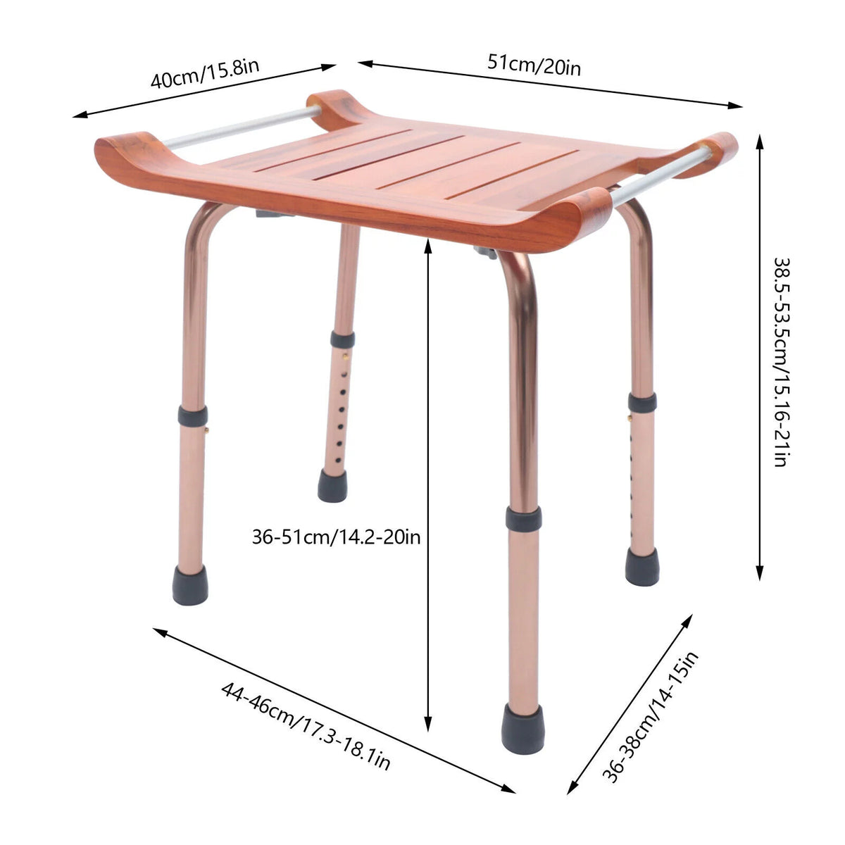 Adjustable Teak Bath Bench Shower Chair 300lbs S75105