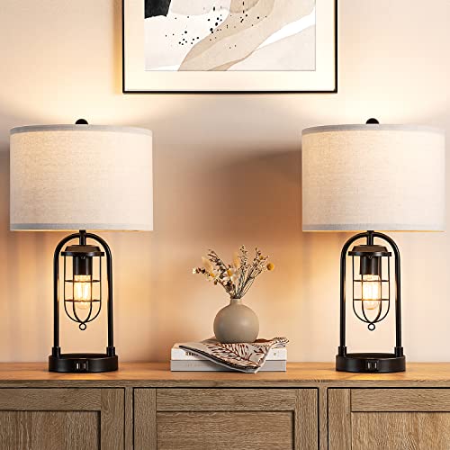 21'' Table Lamps Set of 2 with Night Light and USB Port J125