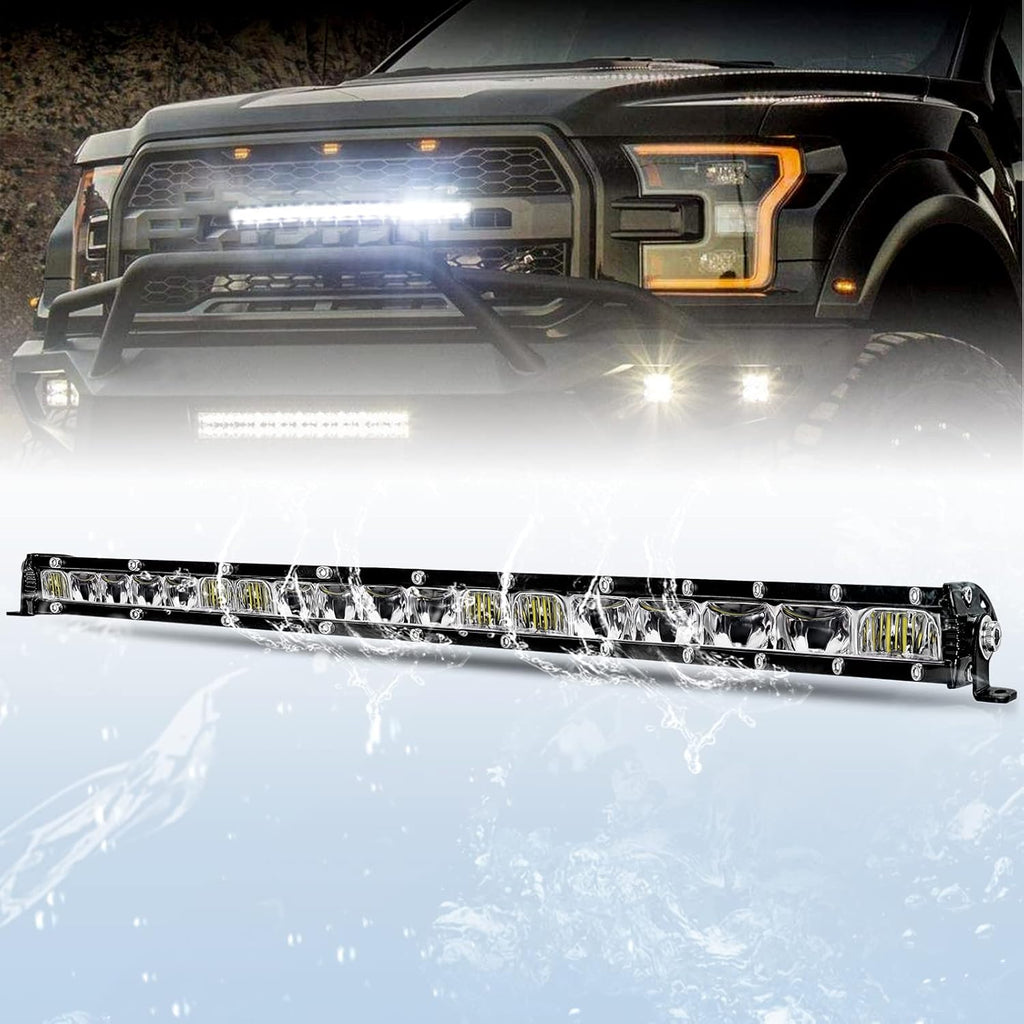 20 inch Single Row LED Light Bar Spot Flood Combo Beam 12V 24V Off Road Work Light Pack of 2 V1467