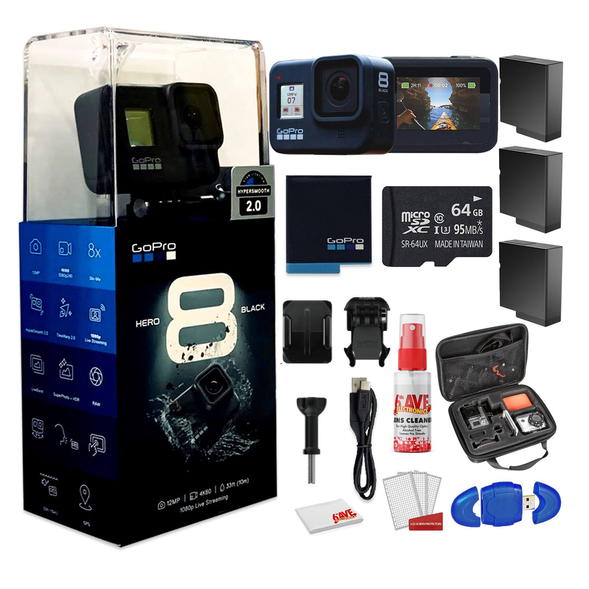 Black Waterproof Digital Action Camera with Case H55287