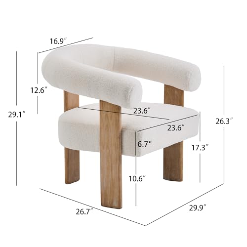 White Upholstered Armchair with Solid Wood Legs B147