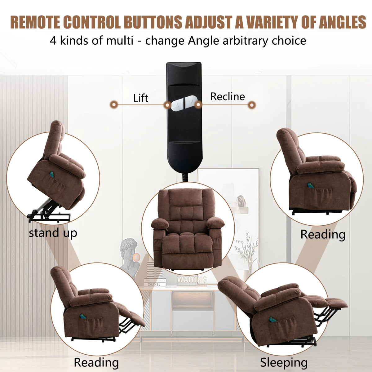 Power Lift Recliner Chair Sofa with Massage and Heat D823