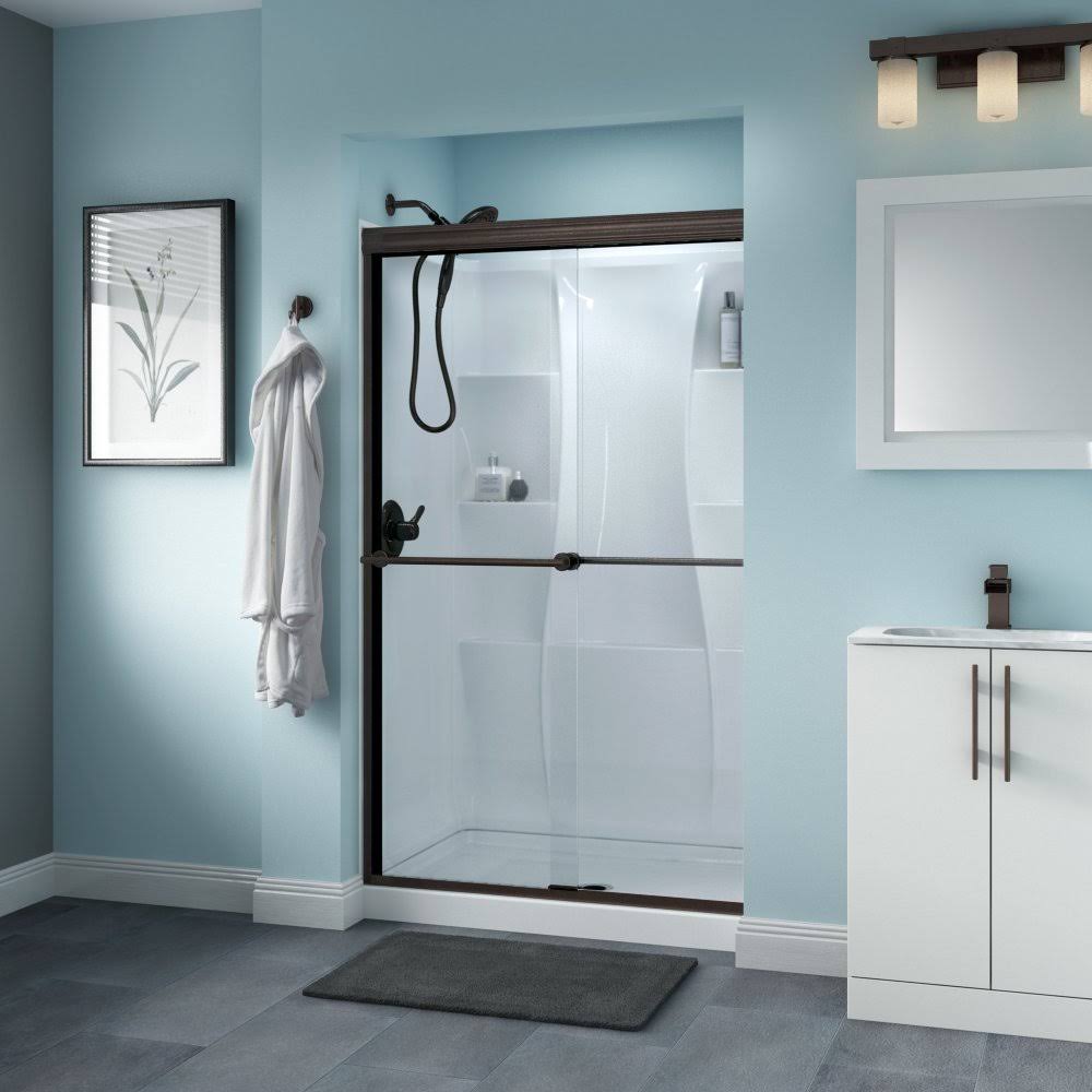 Bronze Sliding Semi Frameless Shower Door Q1620