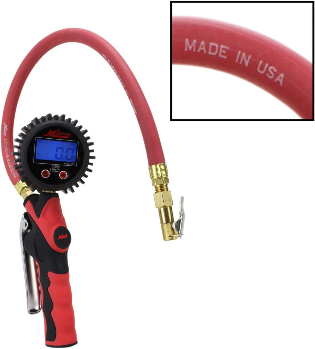 Heavy-Duty Digital Tire Pressure Gauge and Inflator with Lock-on Chuck, 255 PSI, Pack of 2 I481