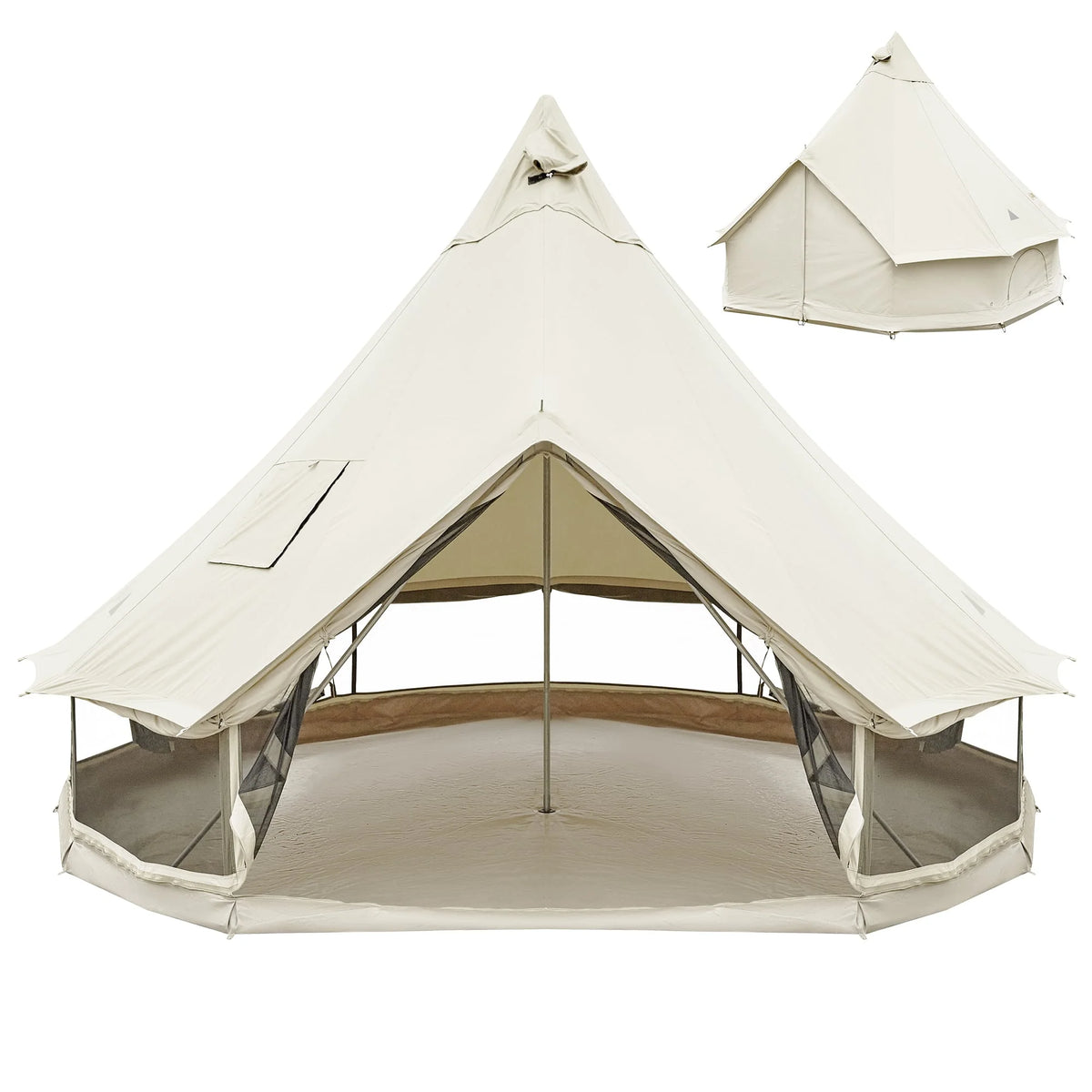 Canvas Bell Tent with Stove Jack Hole, 8-People 4 Seasons I37036