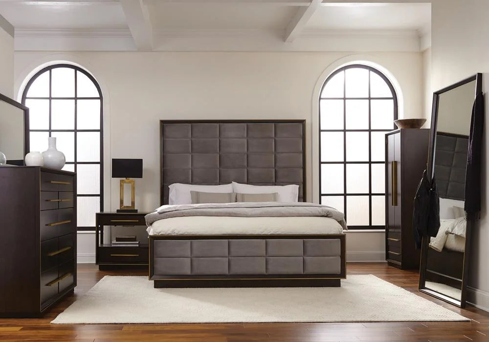 4-piece Queen Panel Bedroom Set Grey Smoked Peppercorn Q5937