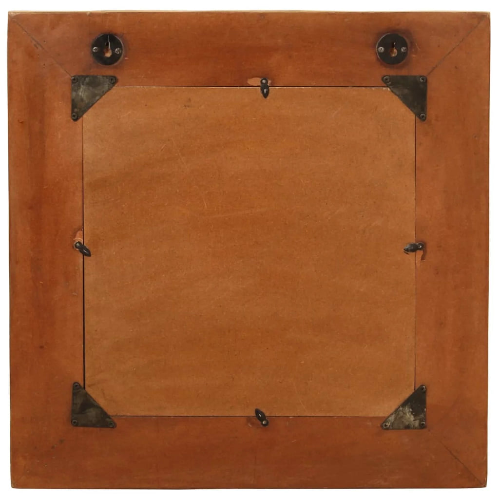 Reclaimed Wood Frame Glass Wall Mirror 23.6 x 23.6 Inches M434