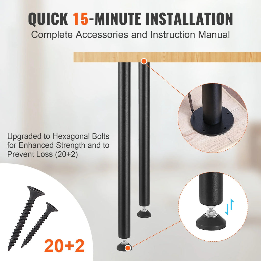 28" Solid Steel Adjustable Desk Legs Set of 4 Black Q5125
