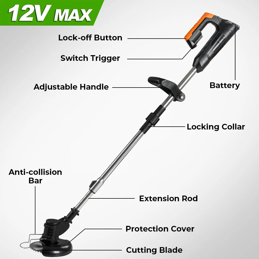Cordless Electric Lawn Trimmer Weed Wacker 21V Grass Trimmer Lawn Edger P6111