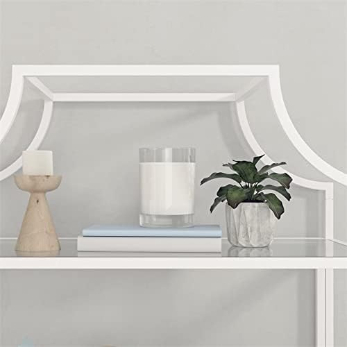 5 Shelf Metal Framed Glass Bookcase in Flat White I516378