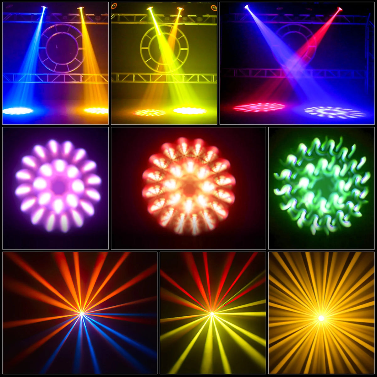 2 Pack 230W Beam Moving Head Light 8 Prisms 17 Gobos RGBW LED DJ Lighting 16CH DMX Control N3376