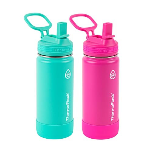 Kids Water Bottle with Straw Lid 16 oz 2 Pack I7826