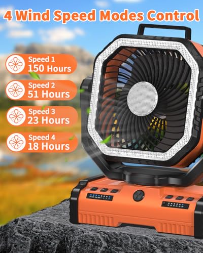 12 Inch 40000mAh Rechargeable Portable Oscillating Fan with LED Lantern J362356