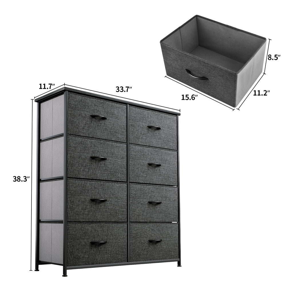 Light Gray 8 Drawer Vertical Dresser T248354