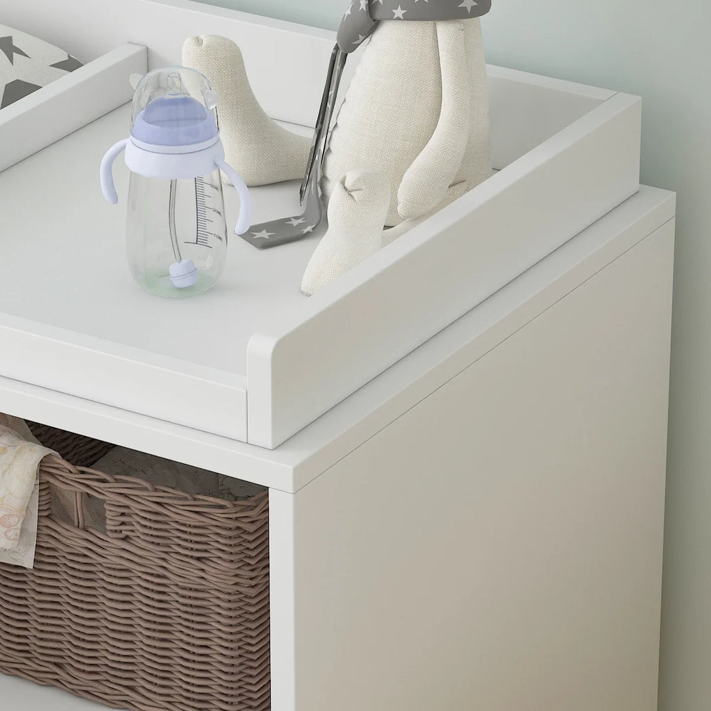 White 5 Drawer Baby Changing Table Dresser with Storage C411771