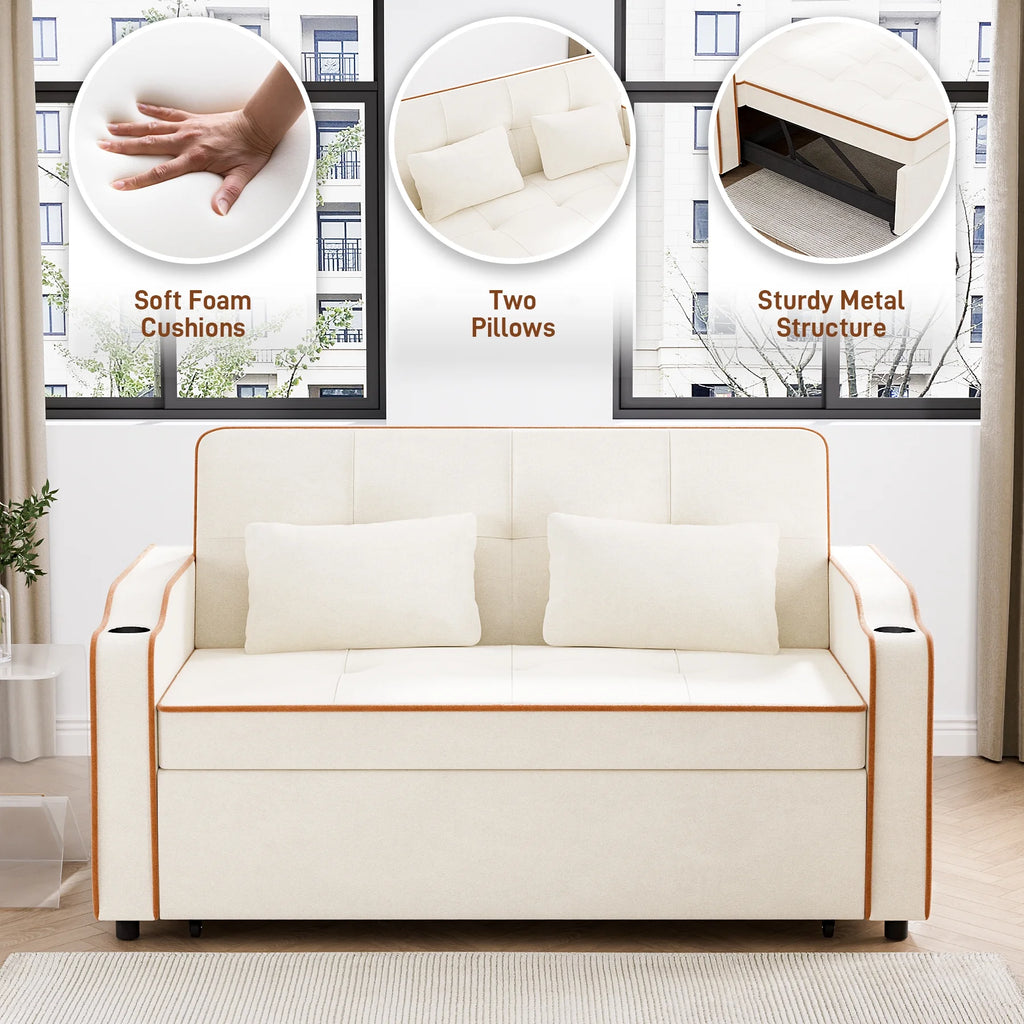 3 in 1 Convertible Sleeper Sofa Couch with Pullout Bed A350804