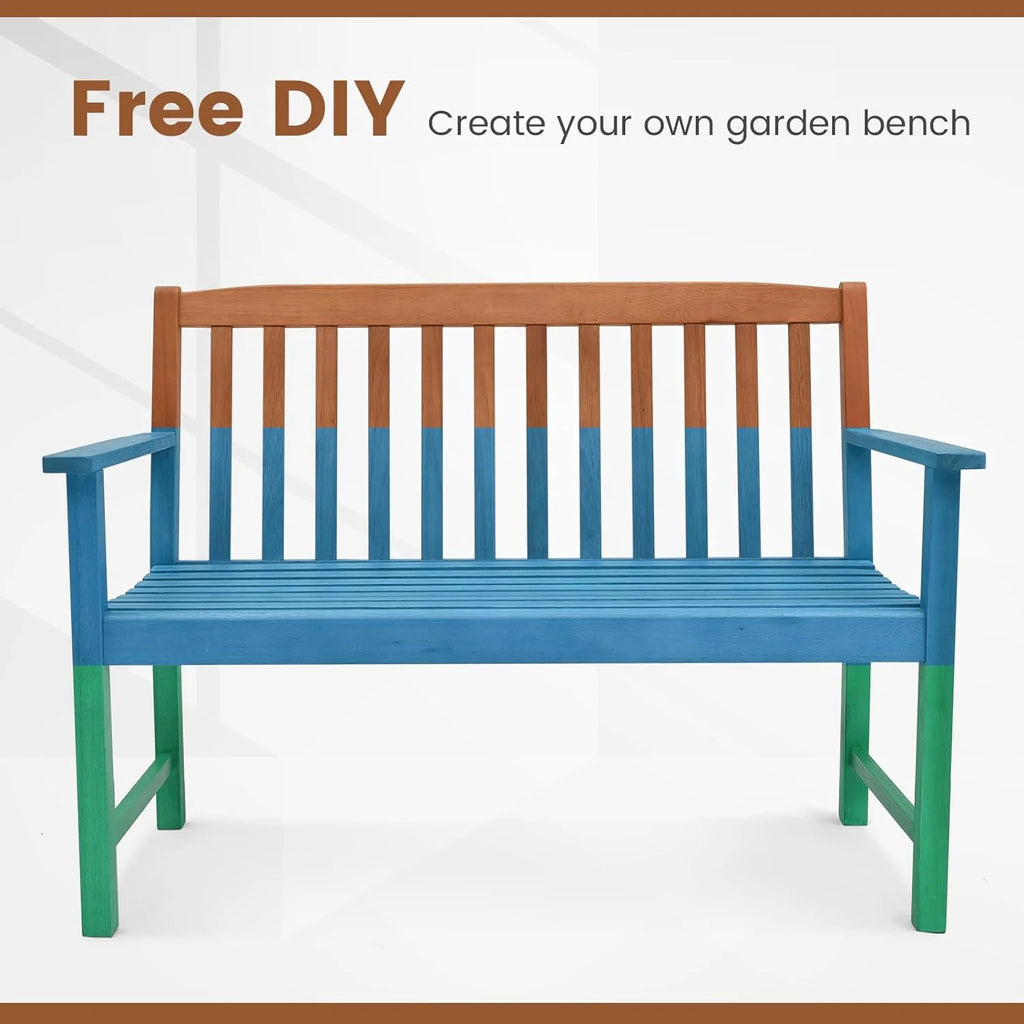 Eucalyptus Wood 2-Person Garden Bench with Backrest R4887