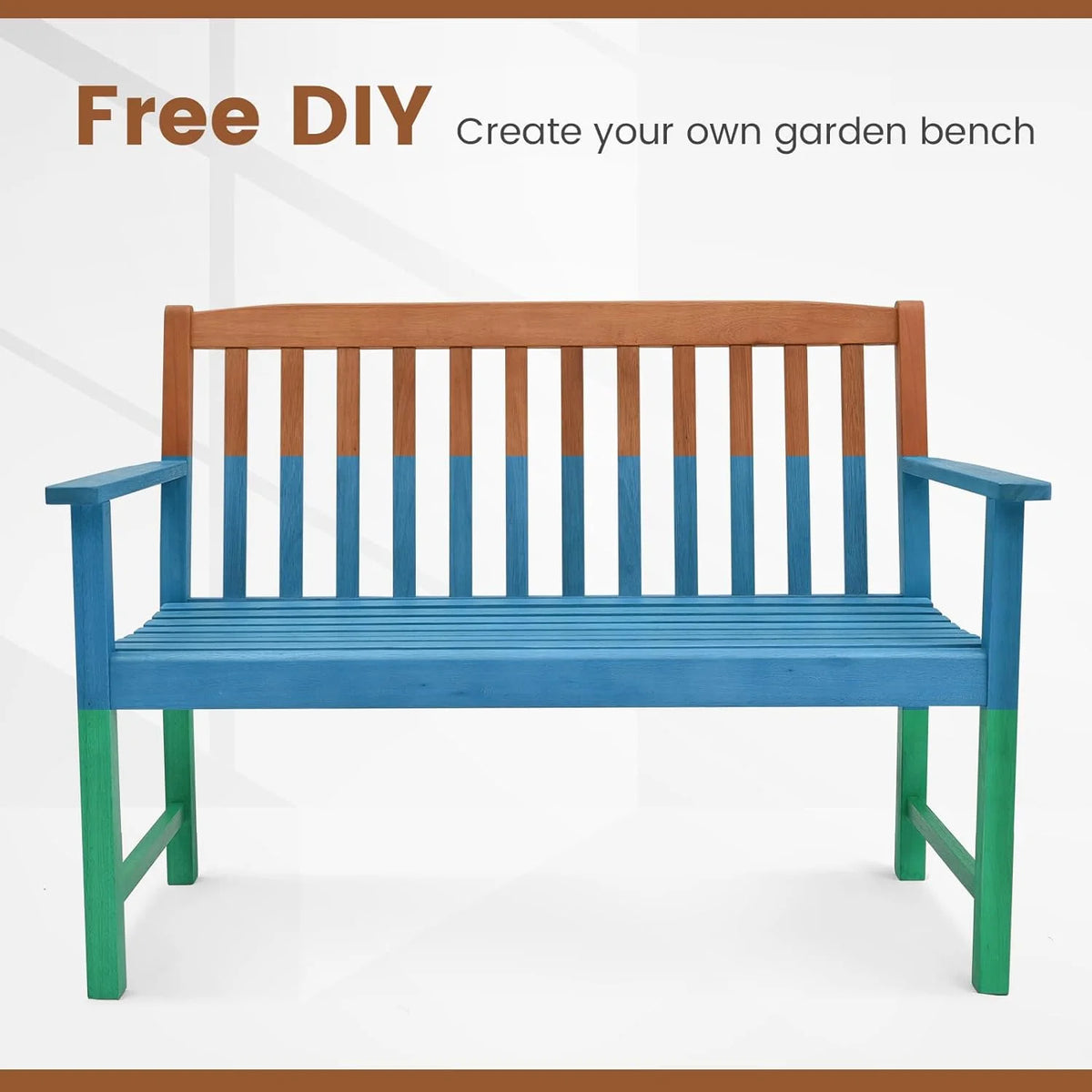 Eucalyptus Wood 2-Person Garden Bench with Backrest R4887