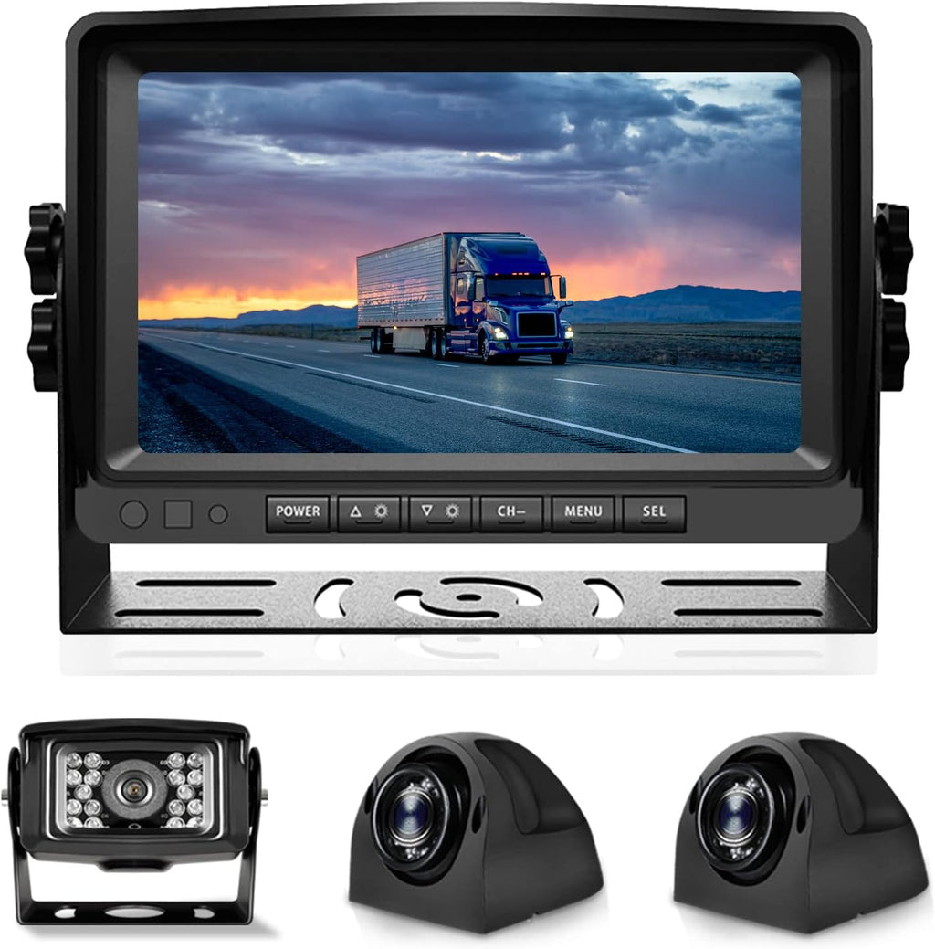 1080P 9" Wired Backup Camera System Kit with Built-in DVR, IP69 Waterproof, Split Screen, Night Vision Reversing Camera O6691