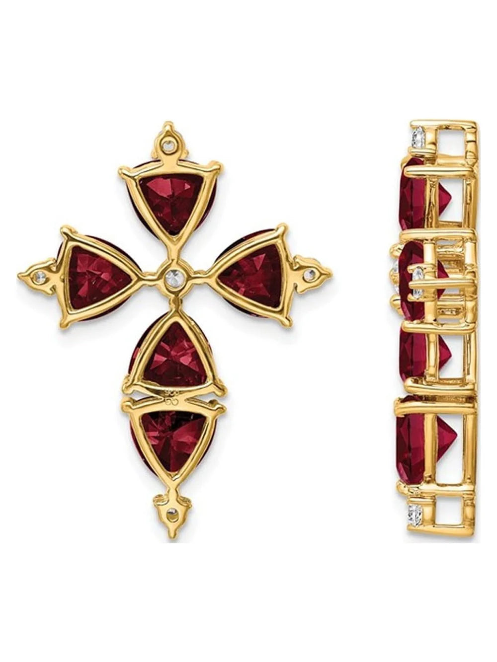 14K White Gold Lab-Created Ruby Cross Pendant Necklace with Lab-Grown Diamonds R685