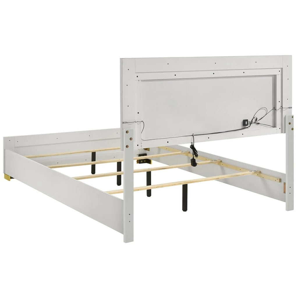 4-piece Contemporary Wood Full Bedroom Set White and Gold W127248