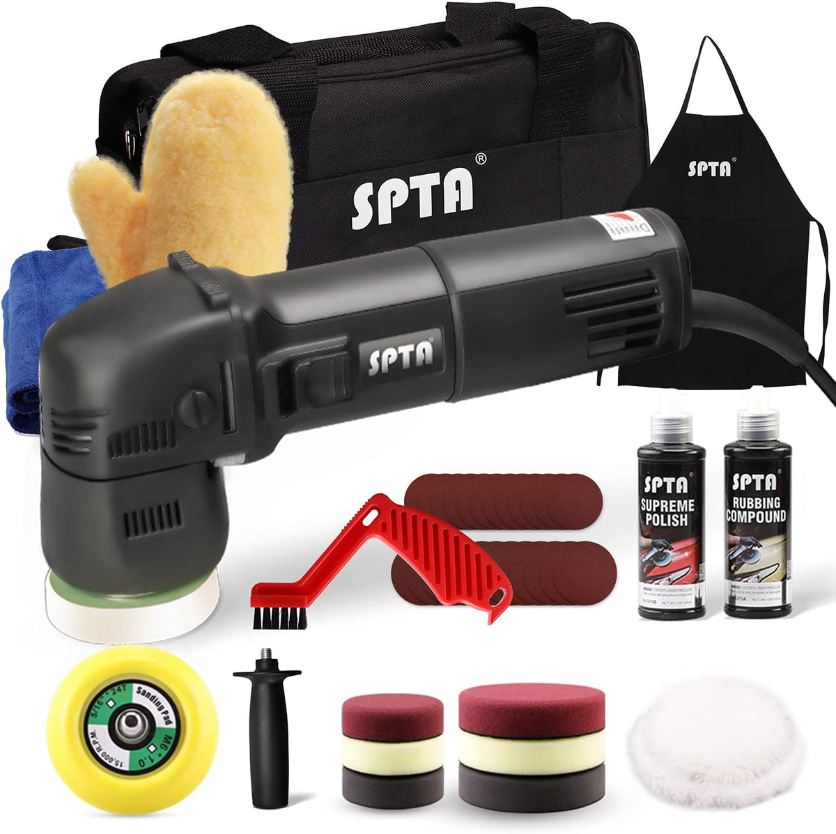 Buffer Polisher 3 Inch 10mm 780W Variable Speed Dual Action Polisher with DA Polishing Pads U6930