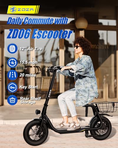 Electric Scooter with Seat, 800W Peak Motor, Foldable E-Scooter with Carry Basket C451