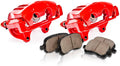 Red Powder Coated Caliper Assembly Set with Ceramic Brake Pads and Sensors N3525