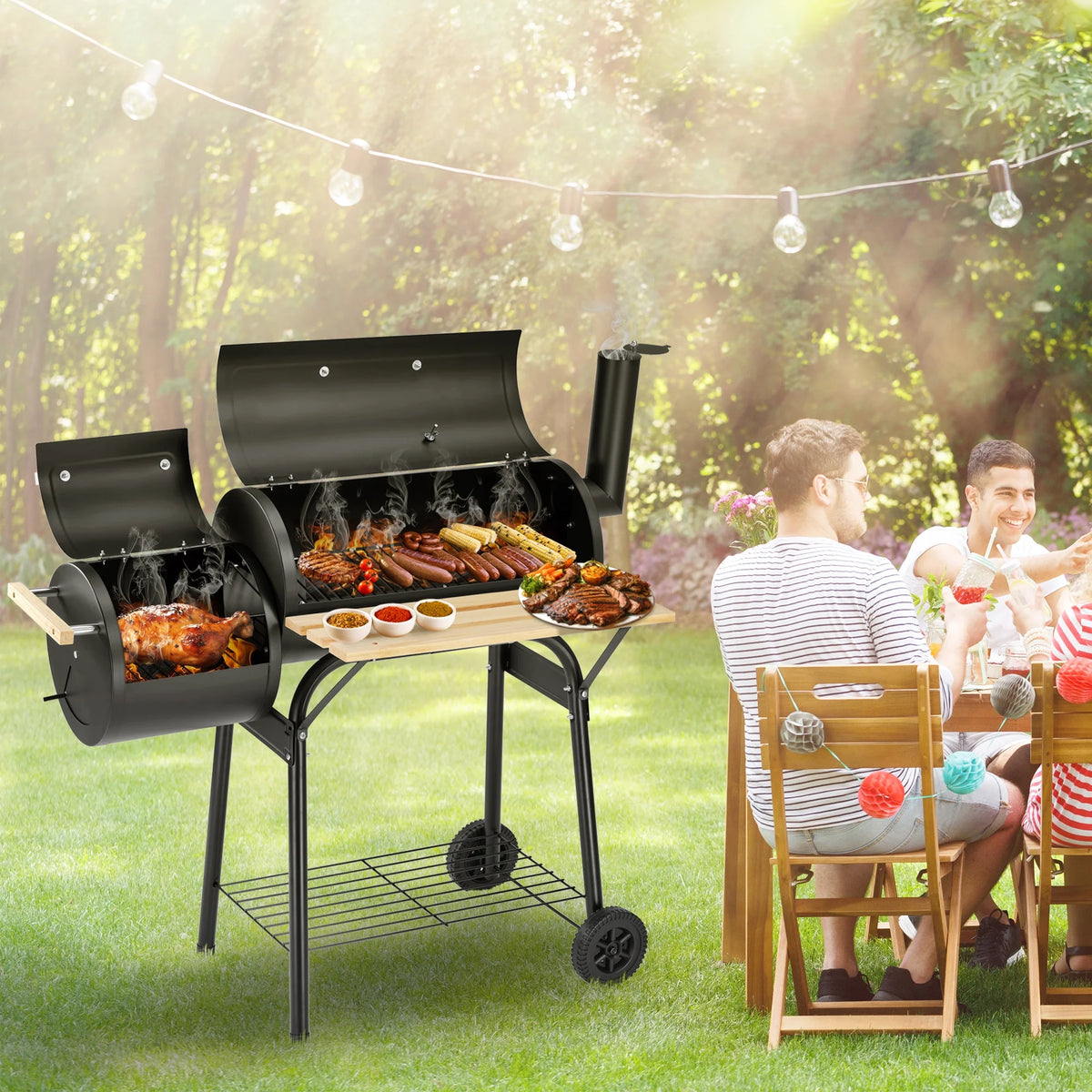 Charcoal Grill with Offset Smoker & Side Table Z188458