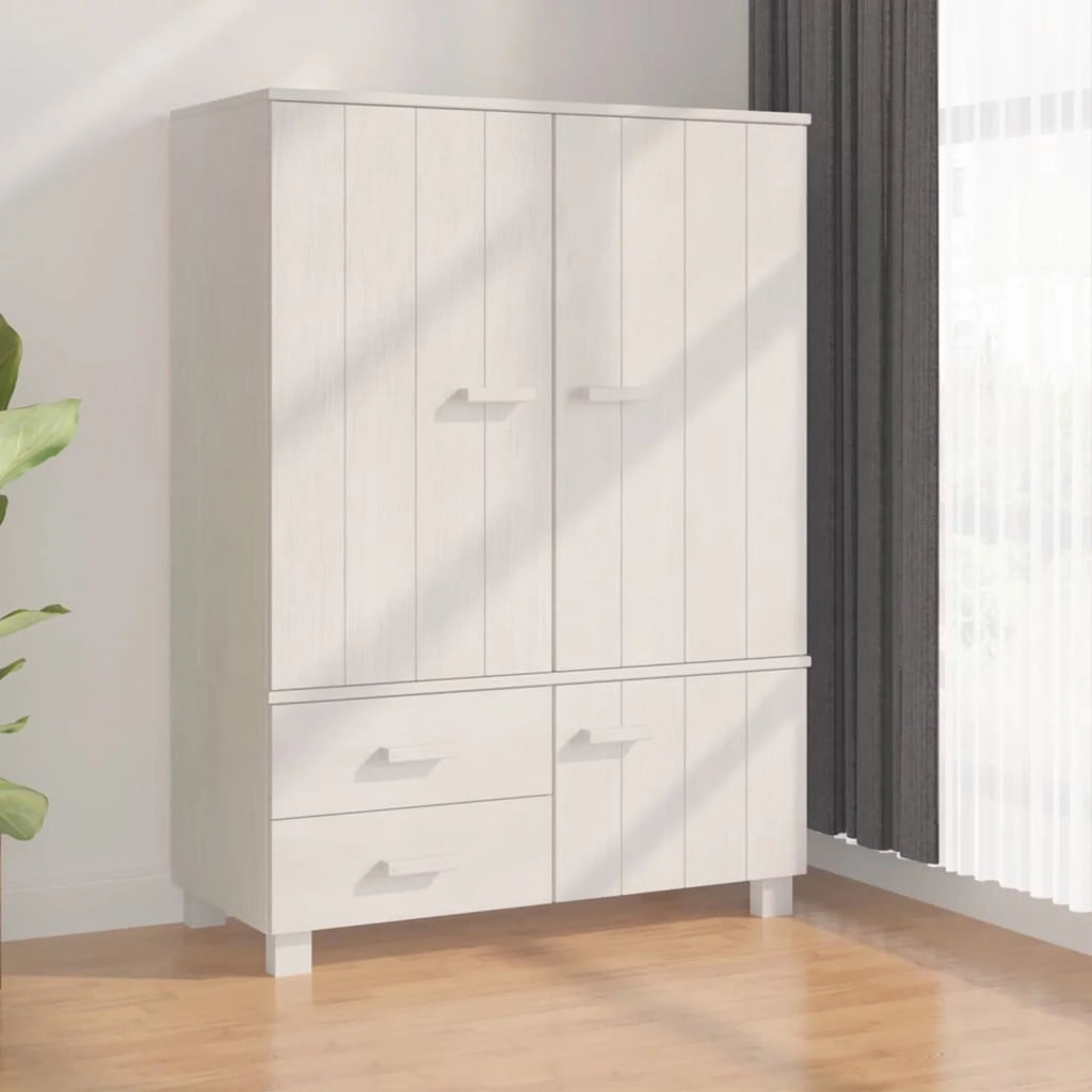 Pine Wood Wardrobe with Doors and Drawers W95586
