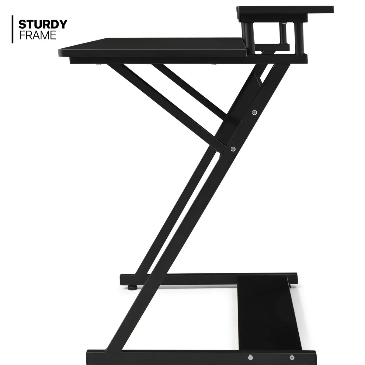 Grey Standing Computer Desk with Monitor Shelf P2727