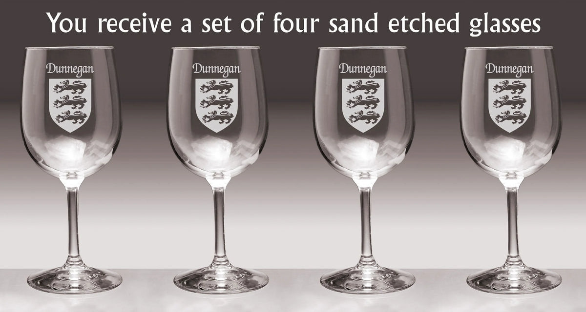 Irish Coat of Arms Wine Glasses Set of 4 J1021