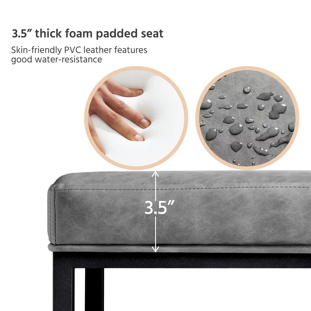 24" Modern Upholstered Backless Counter Bar Stools, 2pcs, Gray O121697