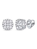 14kt White Gold Round Diamond Cluster Stud Earrings 1/2 Cttw K6643