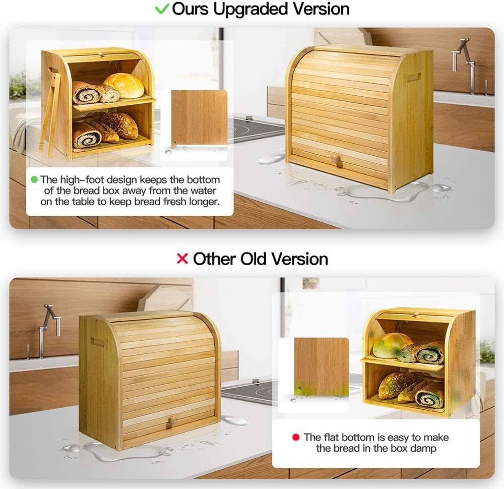 Bamboo 2 Layer Rolltop Bread Box G115