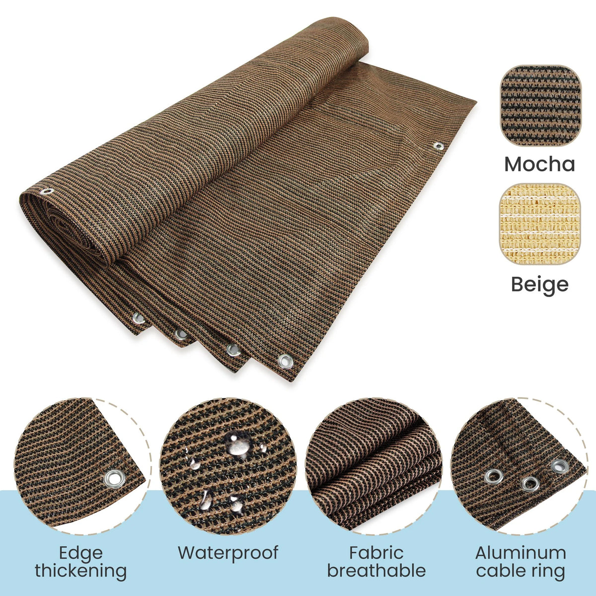 Mocha Shade Net 3 Pin Anti-UV HDPE Swimming Pool Shading Net K5178