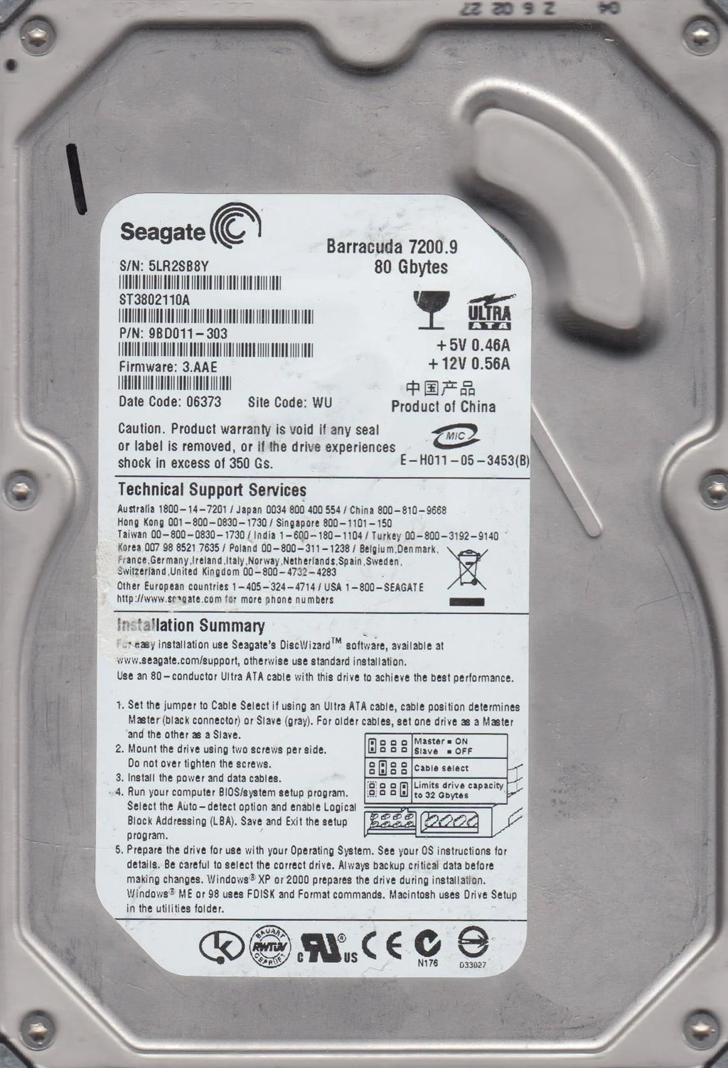 80GB IDE 3.5 Hard Drive C69148