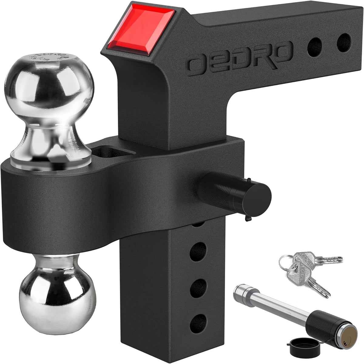 Adjustable Trailer Hitch Ball Mount with Forged Aluminum Shank, 8-Inch Drop, 2.5-Inch Receiver, 2" & 2-5/16" Tow Balls, 14500 lbs, Polished Silver W320