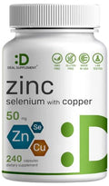 Zinc 50mg with Selenium 200mcg + Copper, 240 Capsules, 3 in 1 Mineral Formula E940836