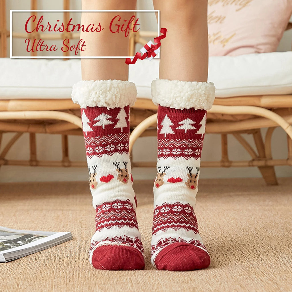 3 Pairs Non Skid Warm Thermal Plush Fuzzy Slipper Socks C297
