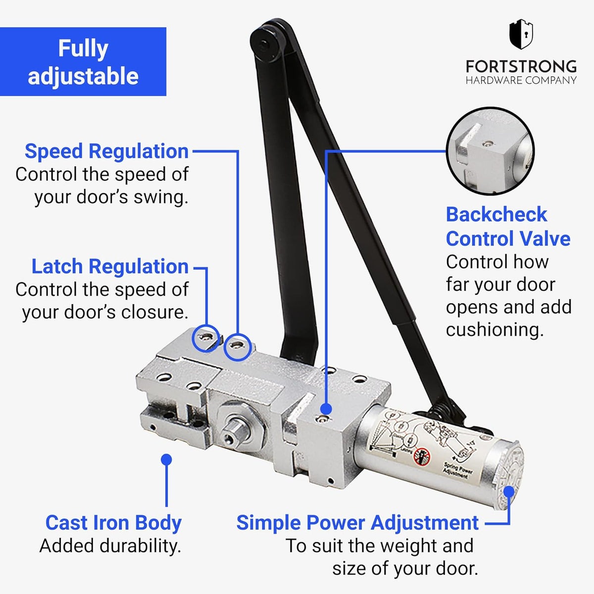 Black Metal Door Closer V256057