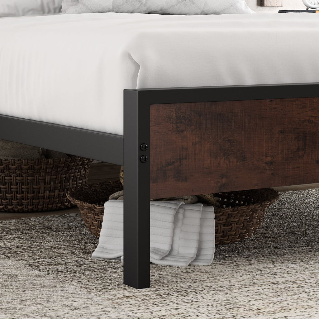Queen Size Platform Bed Frame with Wood Headboard H1693