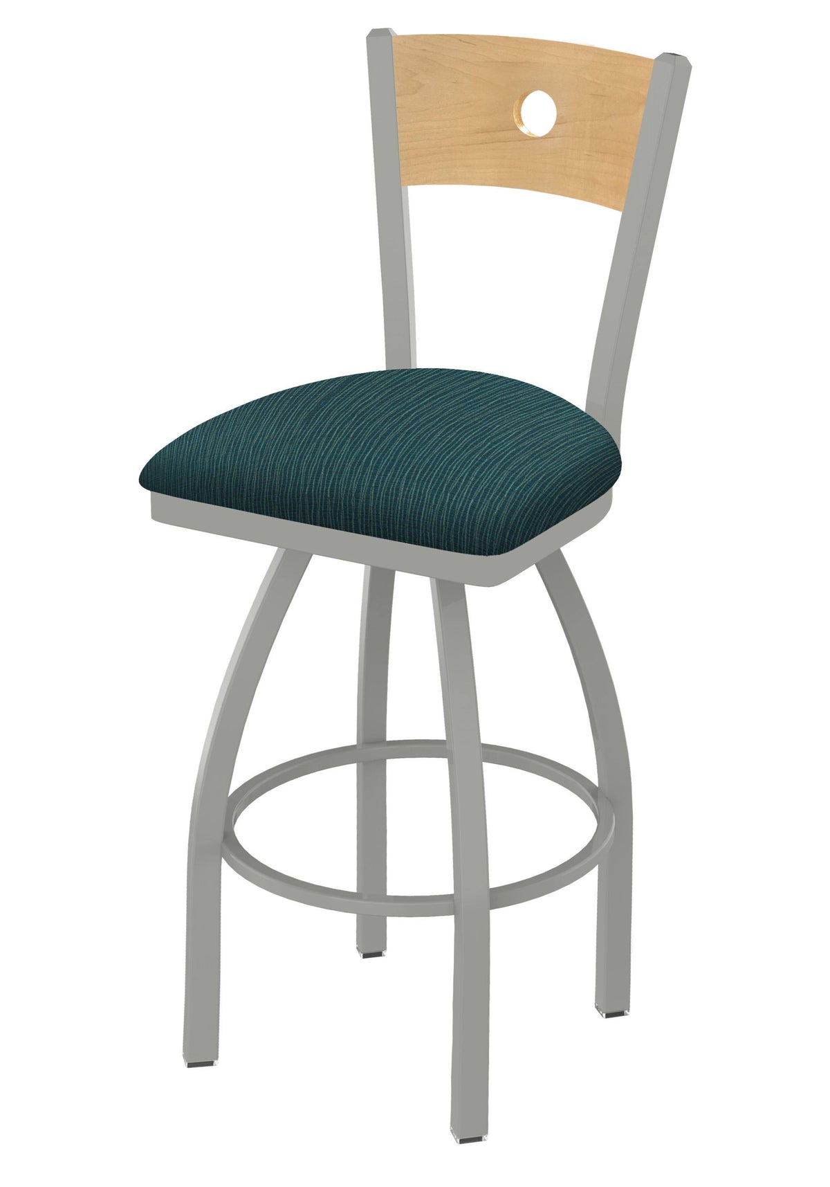 Swivel Counter Stool with Anodized Nickel Finish, Natural Back Y237774
