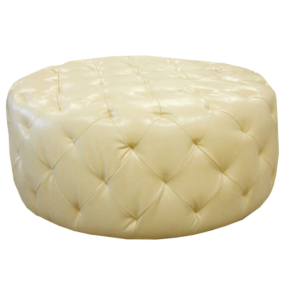 Ivory Bonded Leather Ottoman V937085